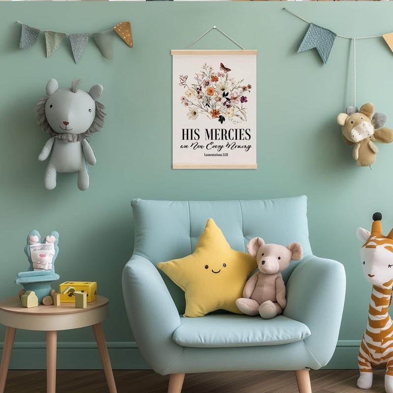 XFN Christian Decor Floral Poster Hanger, Jesus Religious Wall Decor, Christian Gifts Bible Verse Spiritual Gifts Wall Art Wall Hanging Banner Farmhouse Church Bedroom Office Kitchen Living Room Decor - Image 4